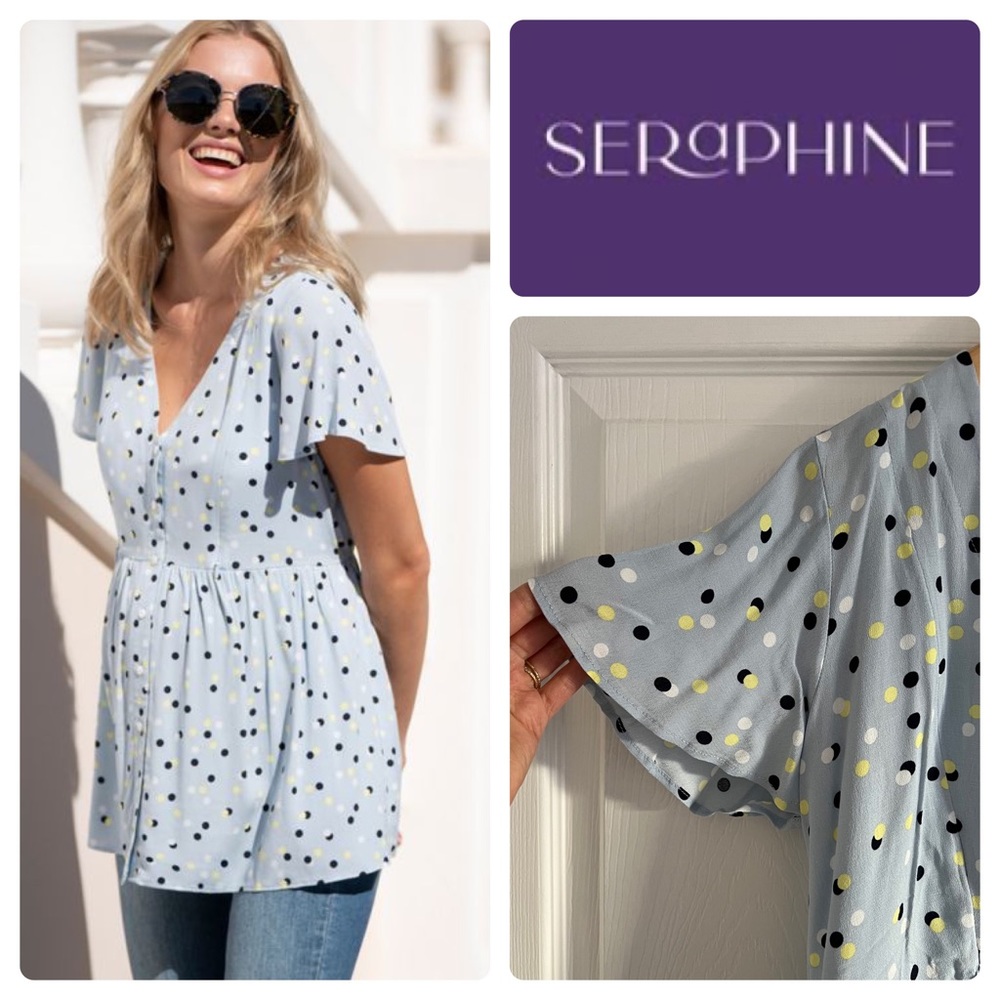 SERAPHINE Maternity Blue Spot to Nursing Top